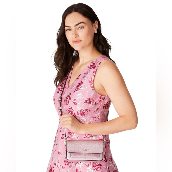 Kate Spade NWT Metallic Pink Glitter Duo Crossbody Bag and Cardholder - Picture 2 of 14